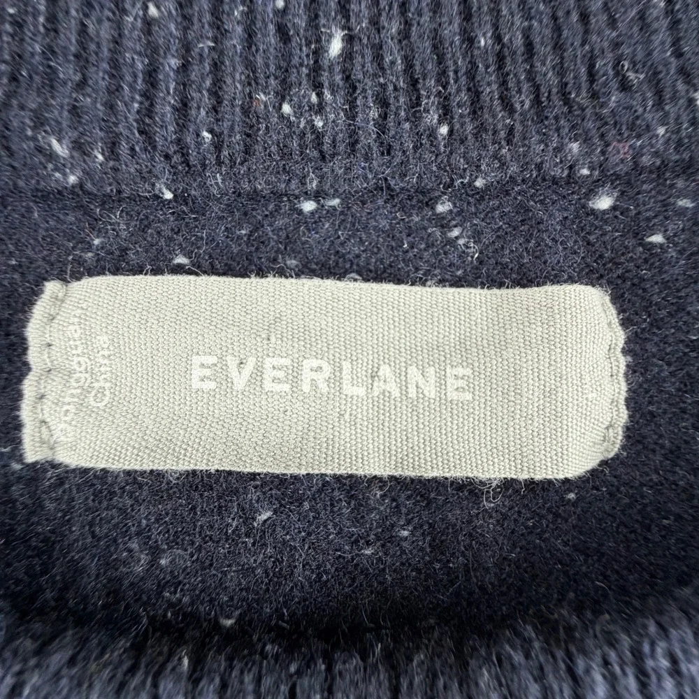 Everlane Mens Cashmere Crewneck Sweater Navy Blue Speckled Donegal Size L